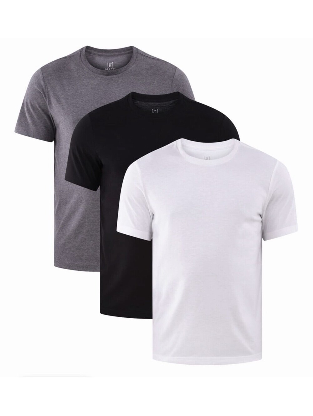 George Moisture Wicking Crew Tees 3-Pack Size S White/Gray/Black